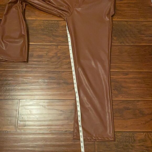 Mother The Insider Ankle Faux Leather Cropped Brown Pants Modern NWT - Picture 13 of 16